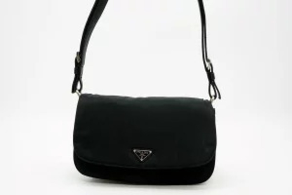 Prada Vela Tessuto Shoulder Bag Black